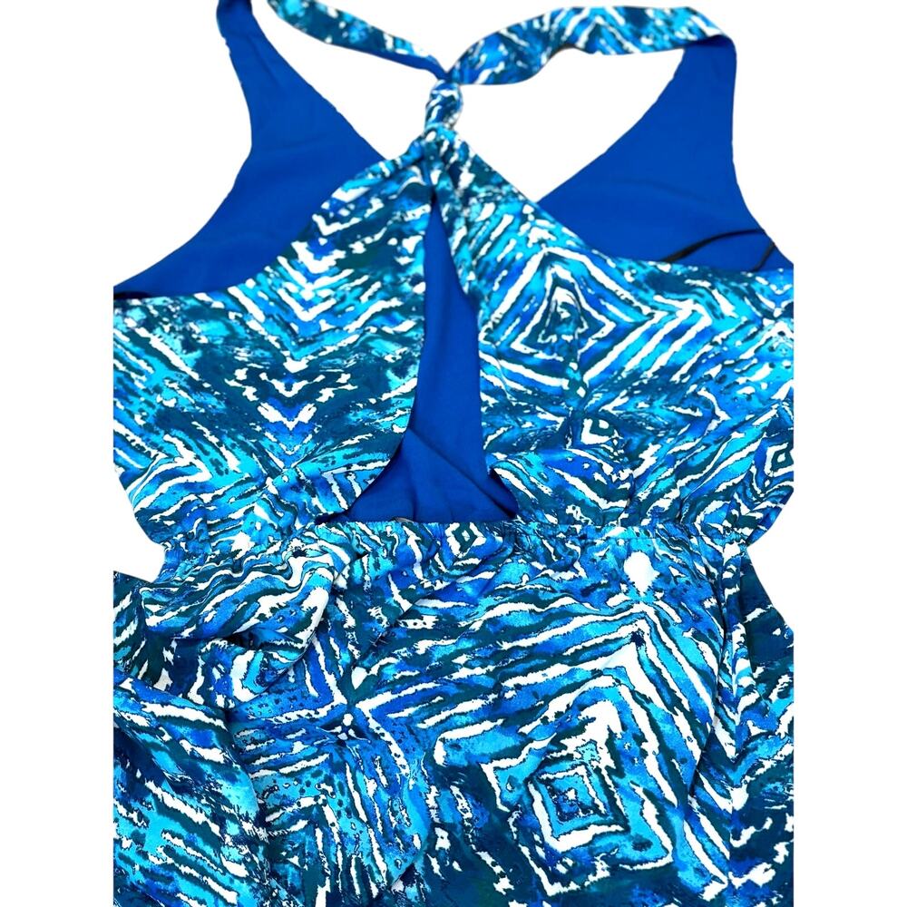 Forever 21 Sleeveless Racerback High Low Maxi Dress Size Large Blue Green NWT - Picture 3 of 10